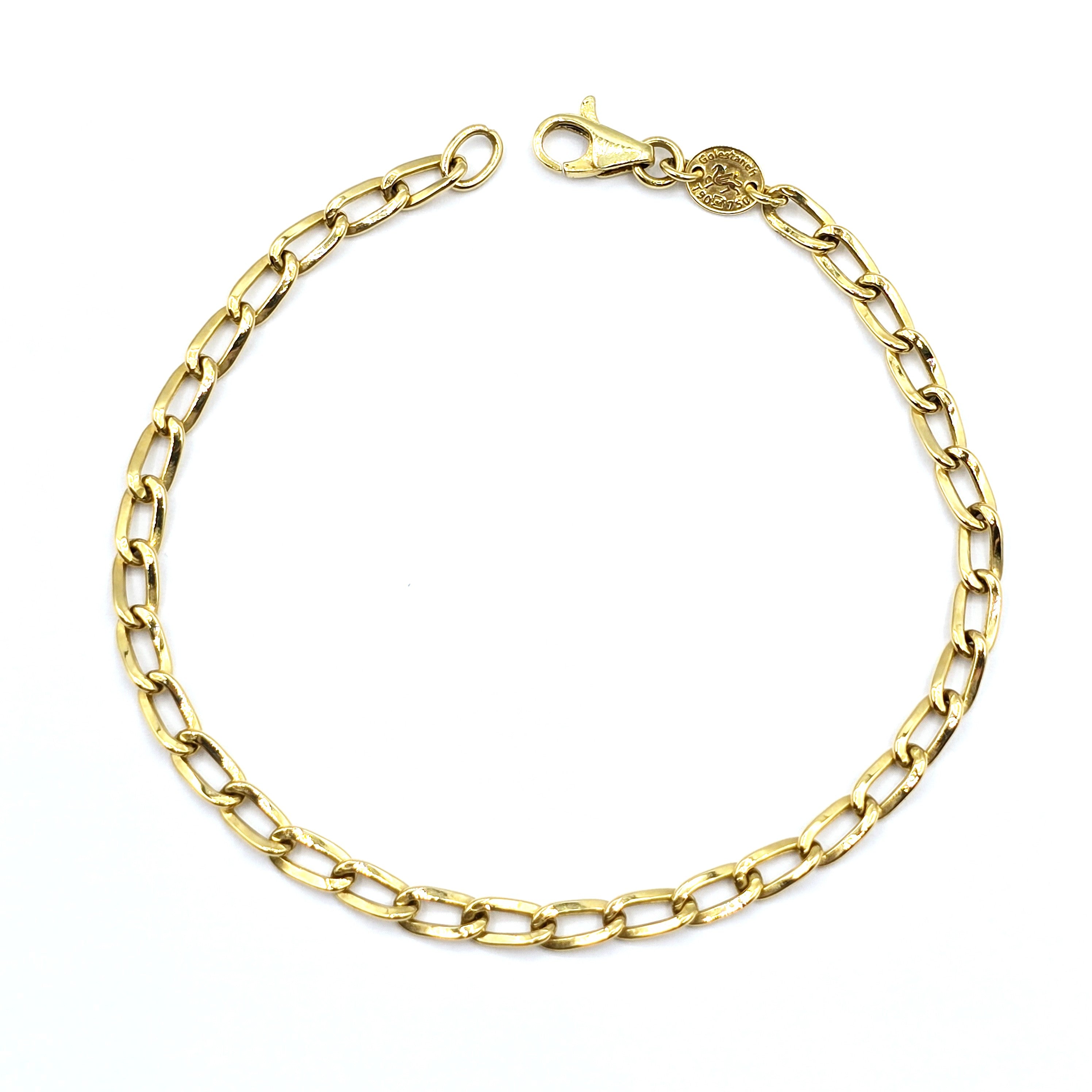 18K Yellow Gold Bracelet, 3.7mm, 7.5 inches