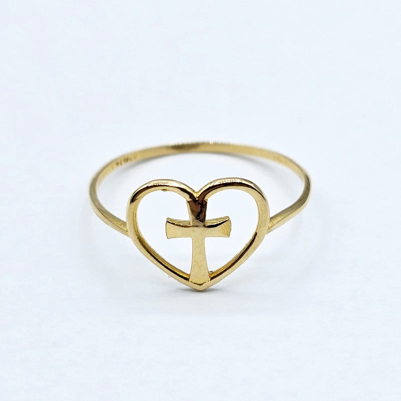 18K Yellow Gold Cross Ring