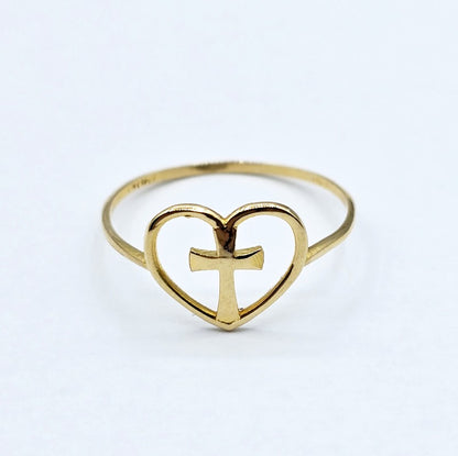 18K Yellow Gold Cross Ring