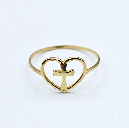 18K Yellow Gold Cross Ring