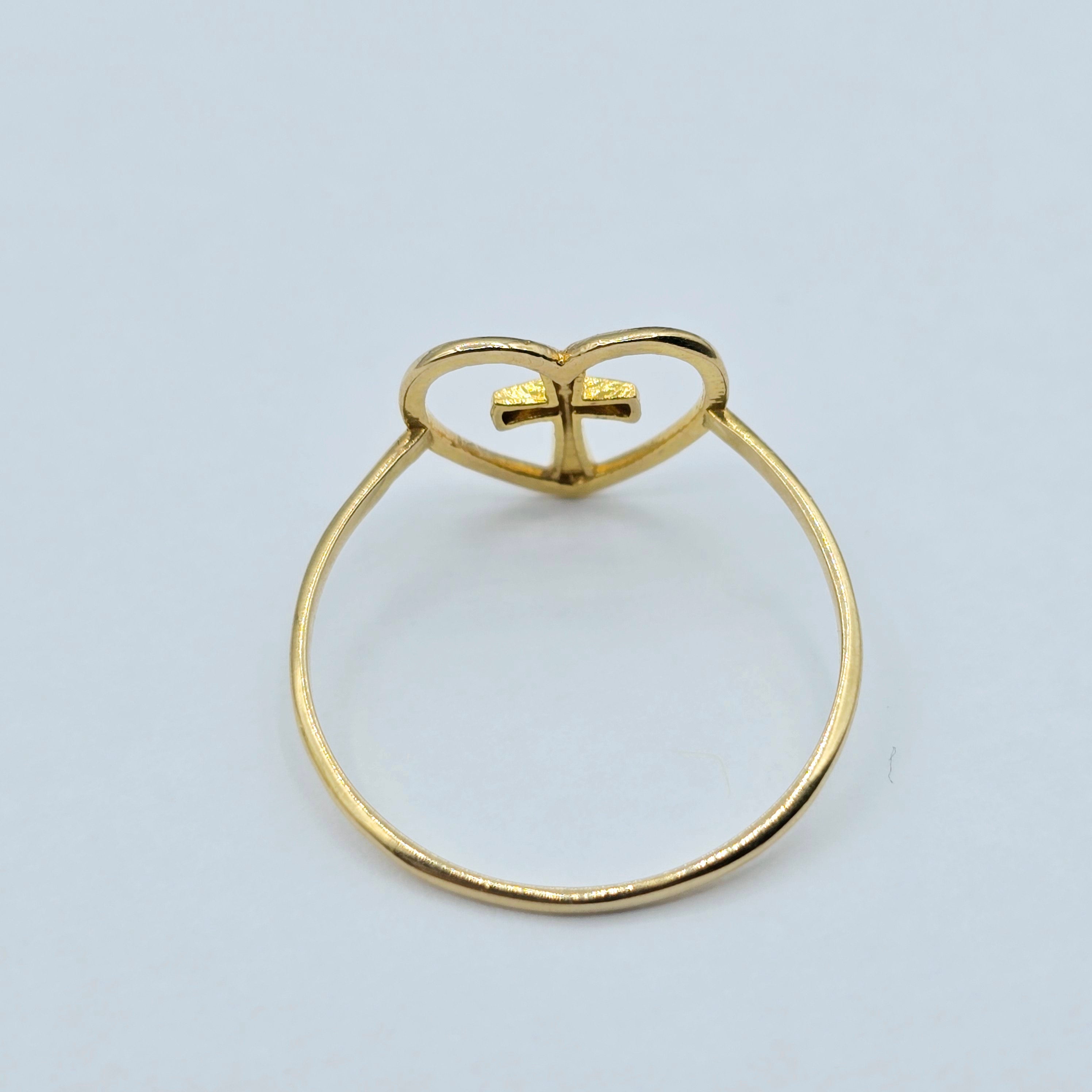 18K Yellow Gold Cross Ring