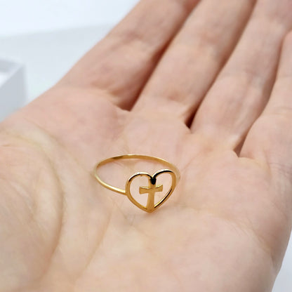 18K Yellow Gold Cross Ring