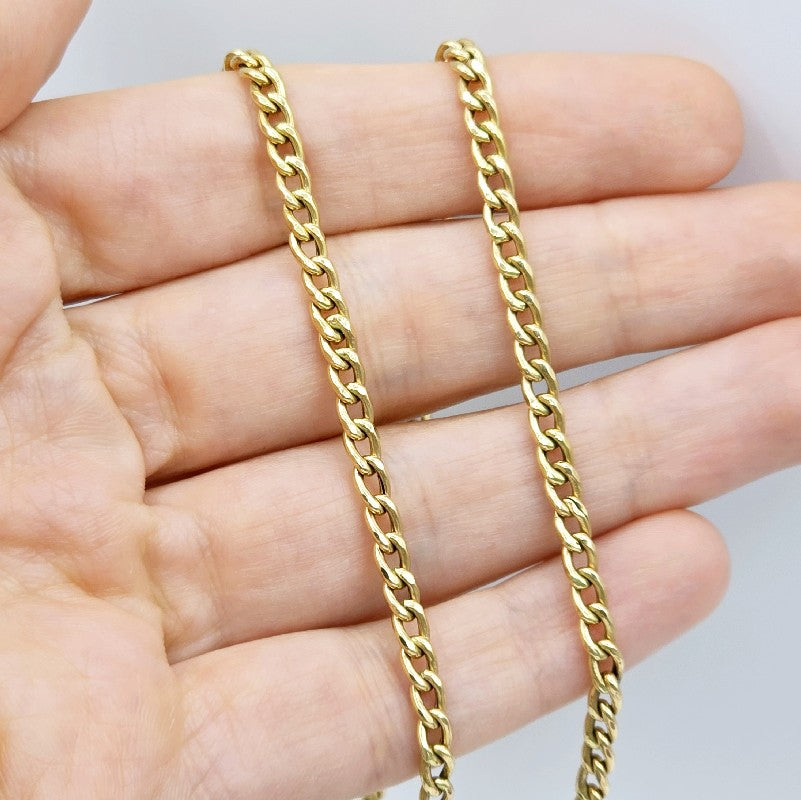 18K Yellow Gold Chain 20", 3.5mm Solid Gold Chain,  Unisex Gold Necklace