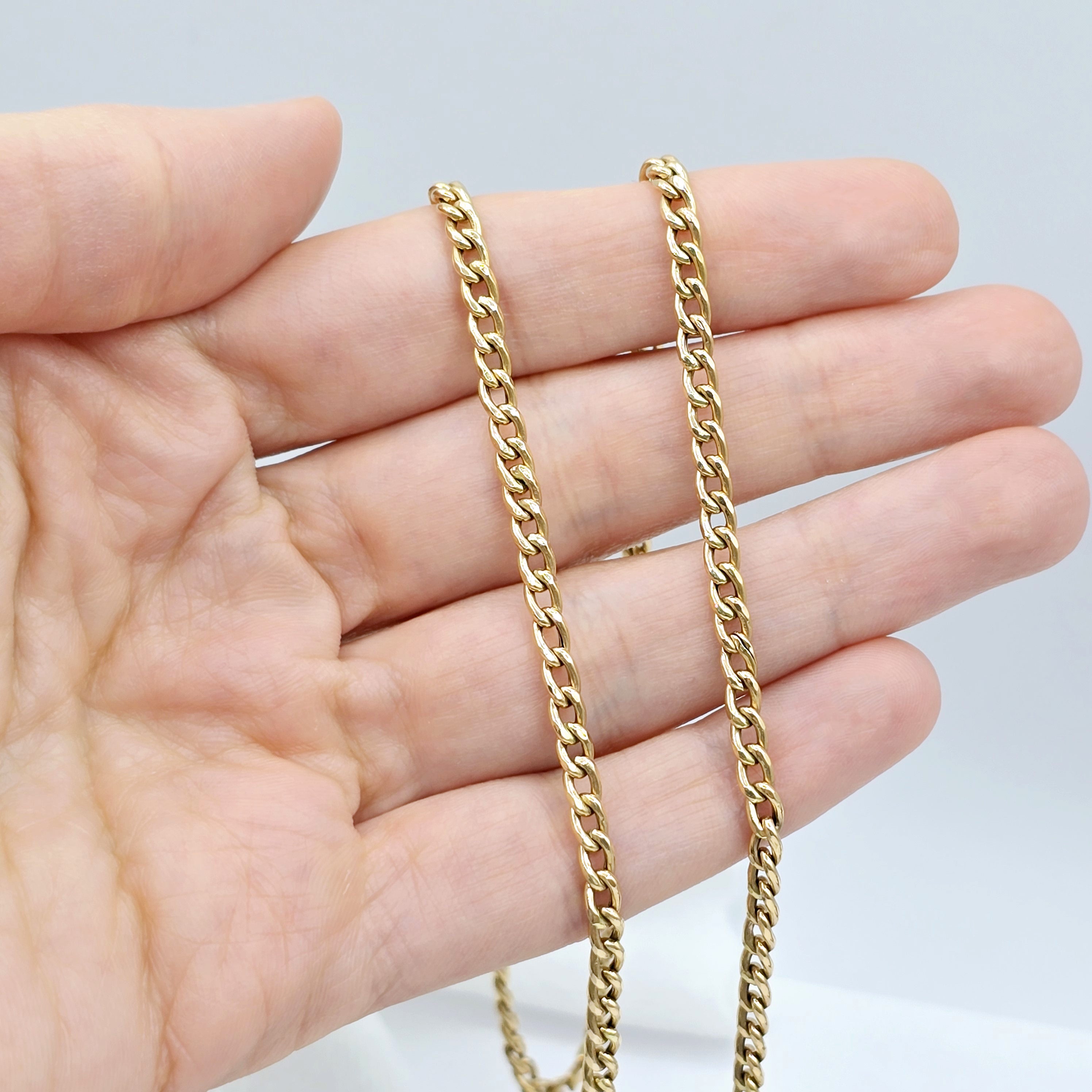 18K Yellow Gold Chain 20", 3.5mm Solid Gold Chain,  Unisex Gold Necklace