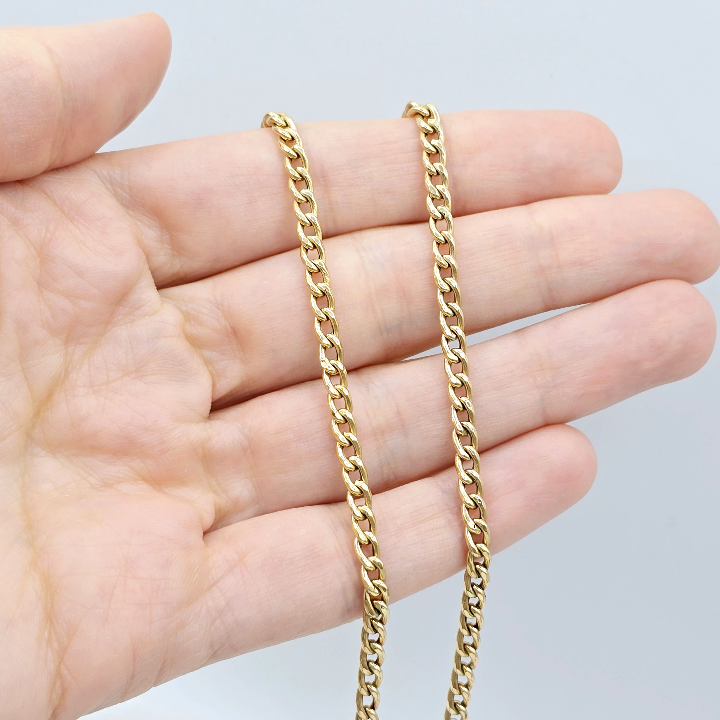 18K Yellow Gold Chain 20", 3.5mm Solid Gold Chain,  Unisex Gold Necklace