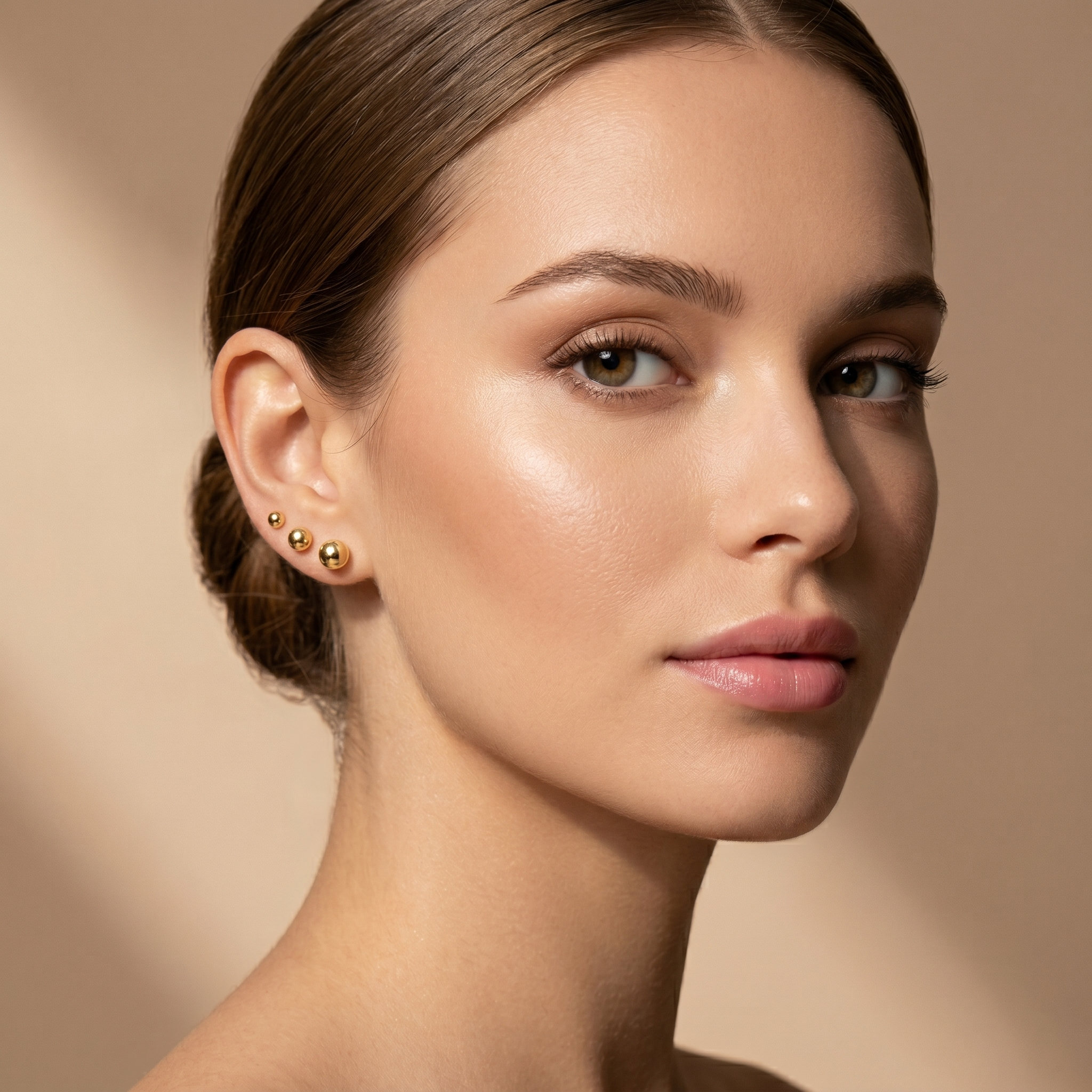 10K Gold Ball Stud Earrings, Textured or Plain, Minimalist Jewelry