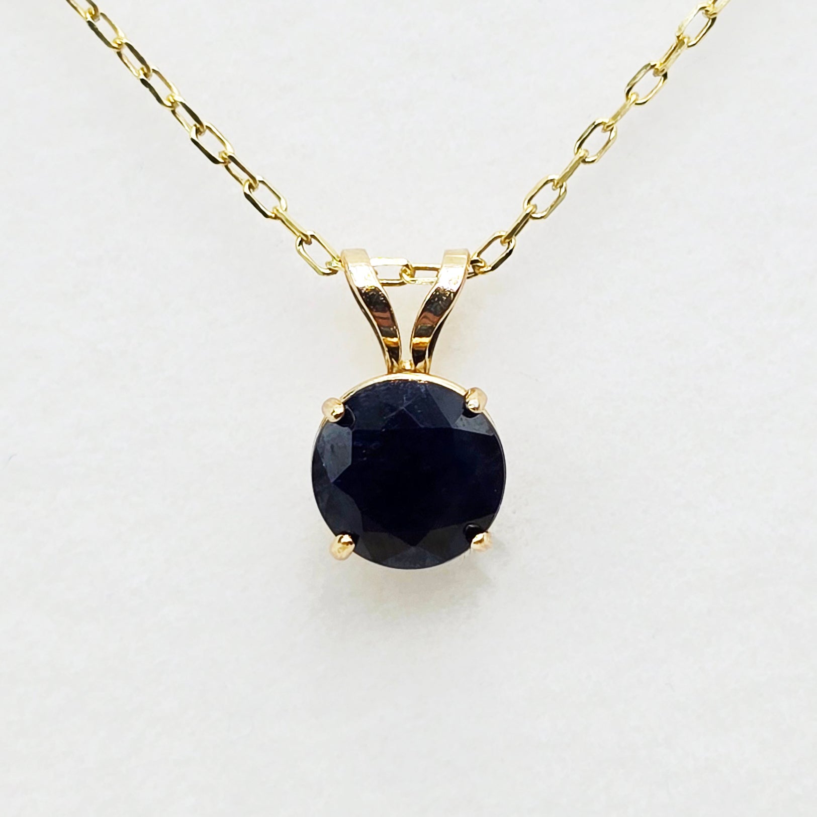 14K Yellow Gold Blue Sapphire 6x6mm Pendant Necklace, September Birthstone