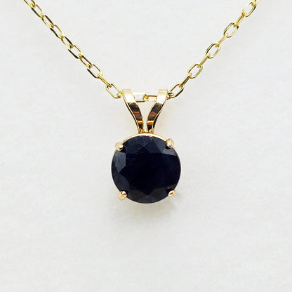 14K Yellow Gold Blue Sapphire 6x6mm Pendant Necklace, September Birthstone