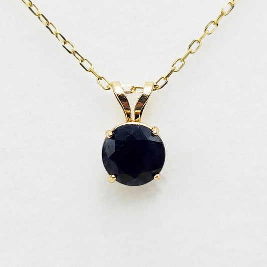 14K Yellow Gold Blue Sapphire 6x6mm Pendant Necklace, September Birthstone