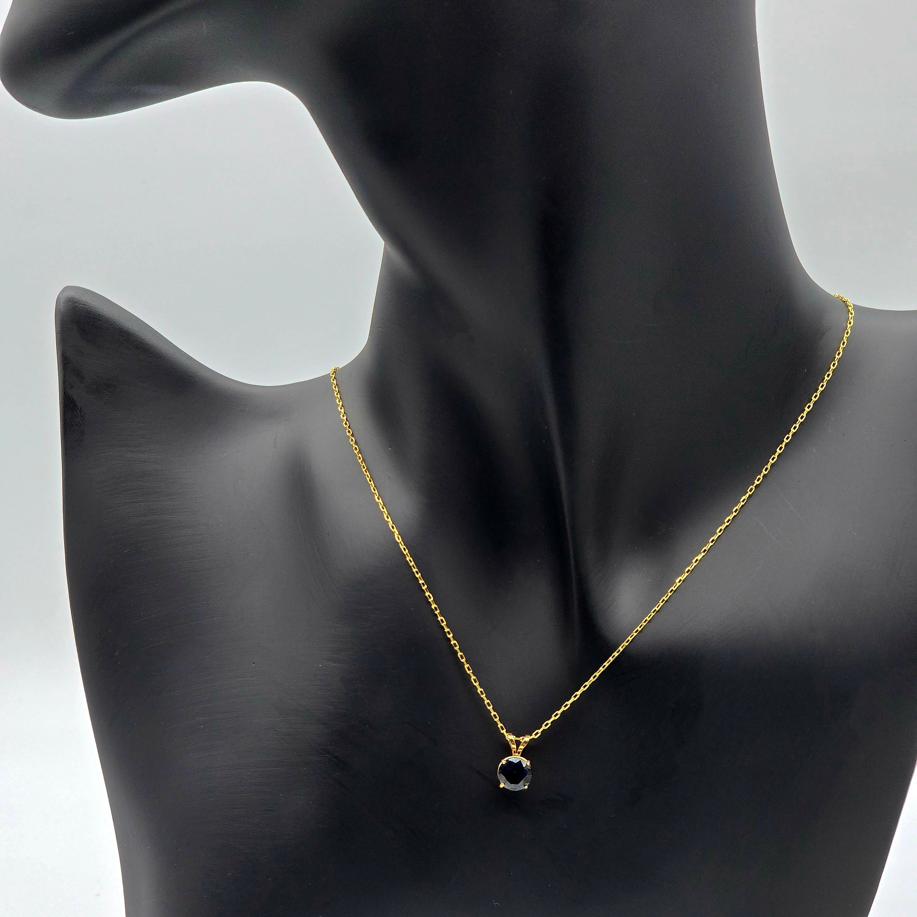 14K Yellow Gold Blue Sapphire 6x6mm Pendant Necklace, September Birthstone