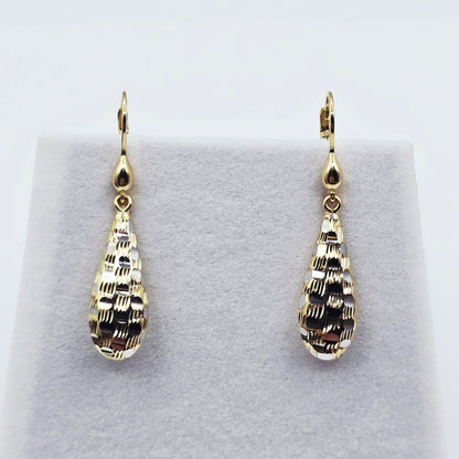 Two-Tone 10K Gold Teardrop Earrings: Yellow & White Gold Dangle