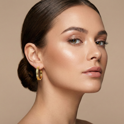 10K Yellow Gold Hoop Earrings, Classic Thick Gold Hoops for Women
