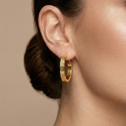10K Yellow Gold Hoop Earrings, Classic Thick Gold Hoops for Women