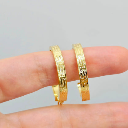 10K Yellow Gold Hoop Earrings,  30mm Classic Thick Gold Hoops for Women