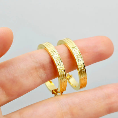 10K Yellow Gold Hoop Earrings,  30mm Classic Thick Gold Hoops for Women
