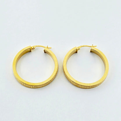 10K Yellow Gold Hoop Earrings,  30mm Classic Thick Gold Hoops for Women