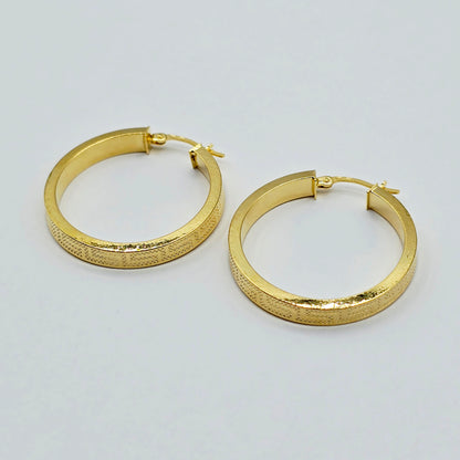 10K Yellow Gold Hoop Earrings,  30mm Classic Thick Gold Hoops for Women