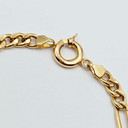18K Solid Gold Figaro Chain Bracelet , Classic Solid Gold Link Bracelet for Women & Men 7 inches