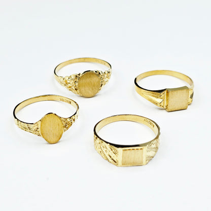 10K Solid Gold Signet Ring: Engravable Personalized Heirloom