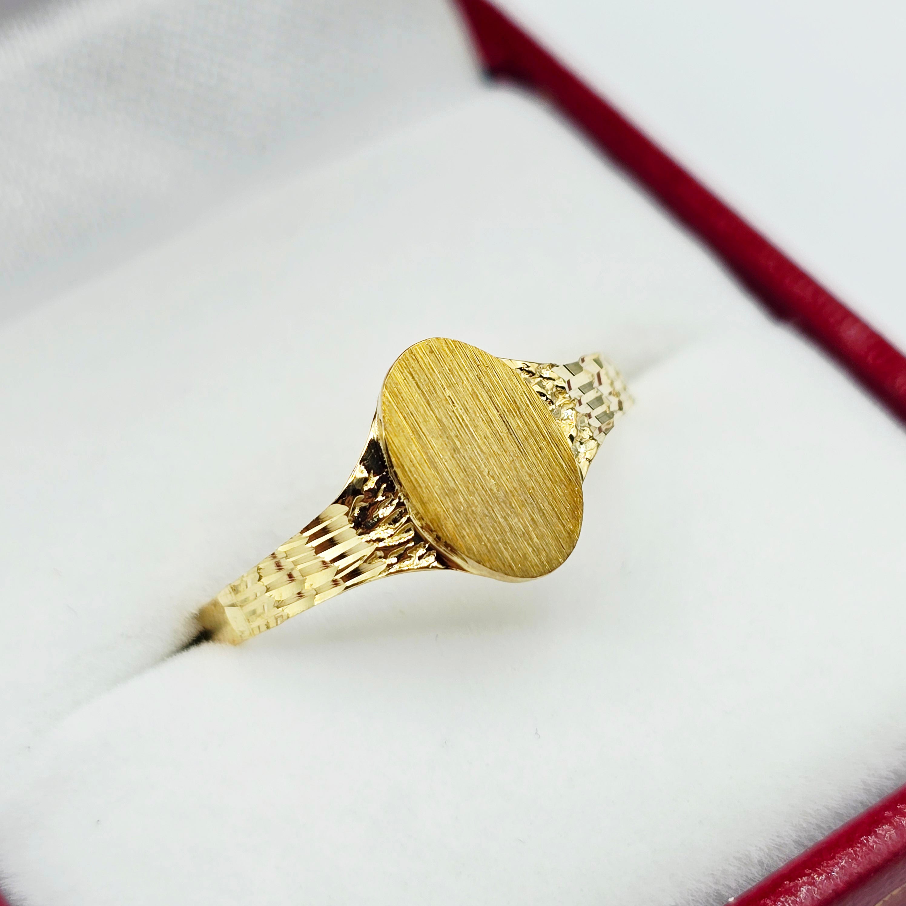 10K Solid Gold Signet Ring: Engravable Personalized Heirloom