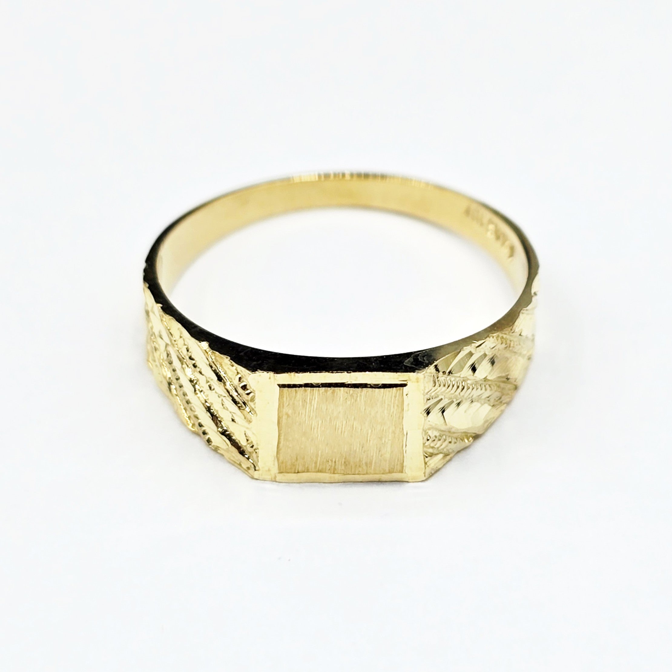 10K Solid Gold Signet Ring: Engravable Personalized Heirloom