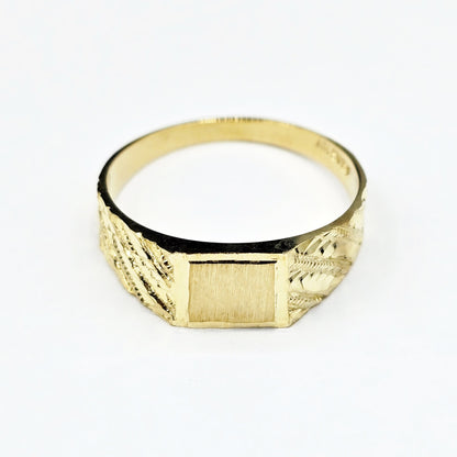 10K Solid Gold Signet Ring: Engravable Personalized Heirloom