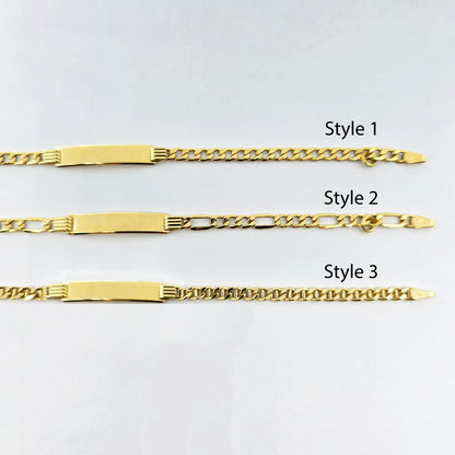 Solid Gold ID Bracelet 7.5" , Engravable Name Plate, Personalized Gold Bracelet, Gift Jewelry, Custom Name Jewelry Gift, Gold ID Bracelet