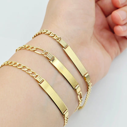 Solid Gold ID Bracelet 7.5" , Engravable Name Plate, Personalized Gold Bracelet, Gift Jewelry, Custom Name Jewelry Gift, Gold ID Bracelet