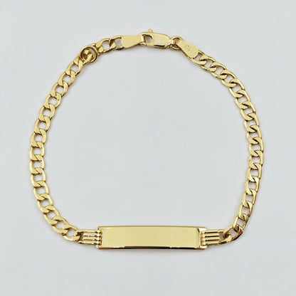 Solid Gold ID Bracelet 7.5" , Engravable Name Plate, Personalized Gold Bracelet, Gift Jewelry, Custom Name Jewelry Gift, Gold ID Bracelet