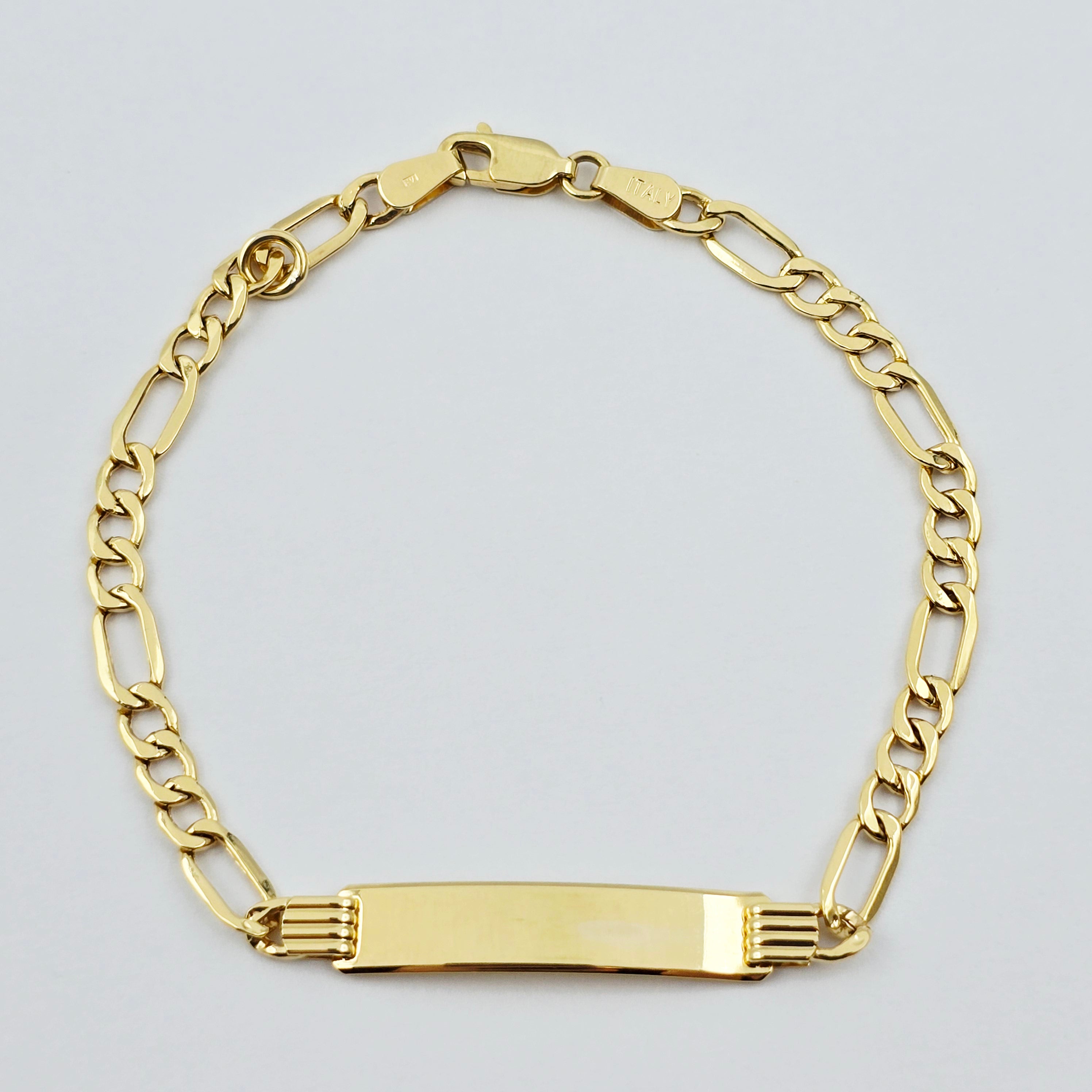 Solid Gold ID Bracelet 7.5" , Engravable Name Plate, Personalized Gold Bracelet, Gift Jewelry, Custom Name Jewelry Gift, Gold ID Bracelet