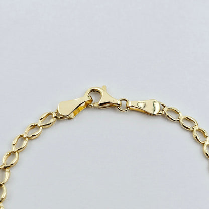 10K Gold Baby ID Bracelet: Engravable Name Plate, Blue Evil Eye Charm