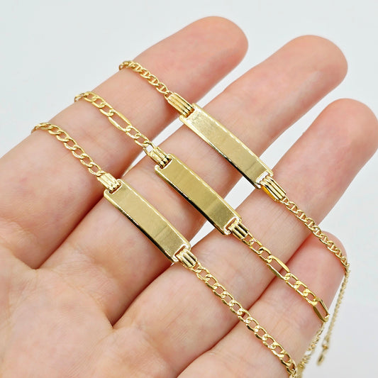 Solid Gold Baby ID Bracelet: Engravable 10K Gold, Child Size