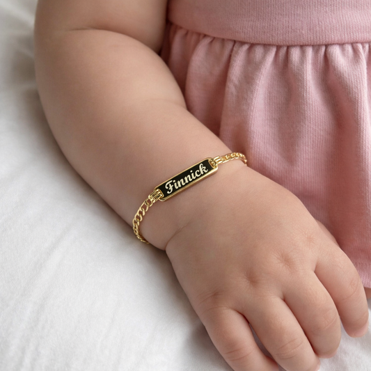 Gold Baby ID Bracelet: Engravable 10K Gold, Child Size