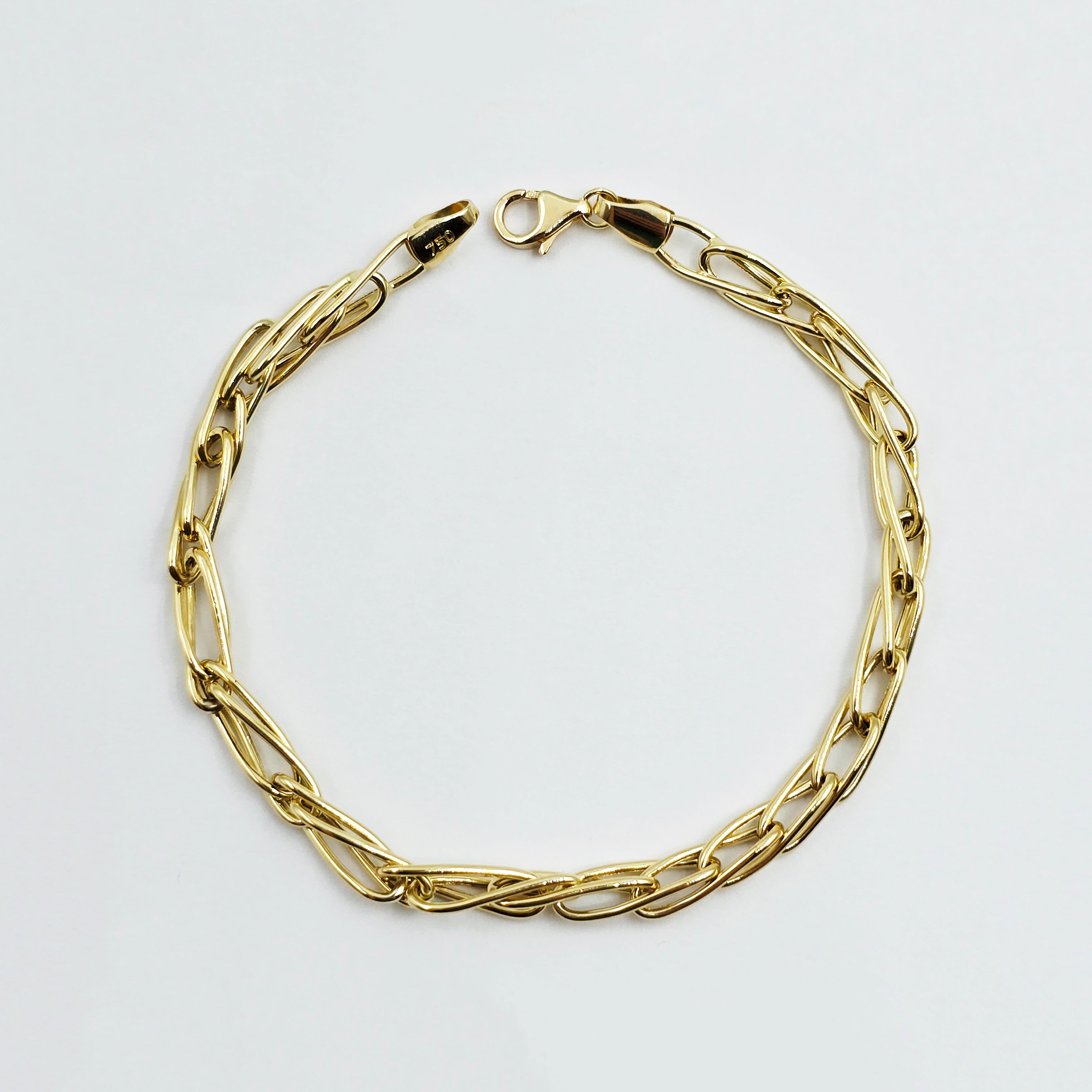 18K Yellow Gold Elongated Link Bracelet: Fine Jewelry Gift