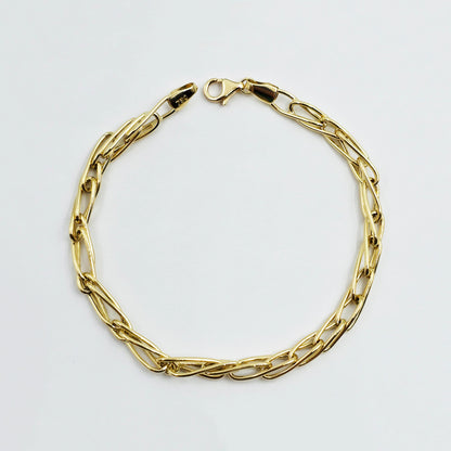 18K Yellow Gold Elongated Link Bracelet: Fine Jewelry Gift