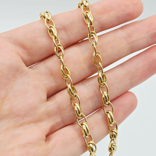 18K Solid Gold Oval Link Chain Necklace: Fine Jewelry Gift