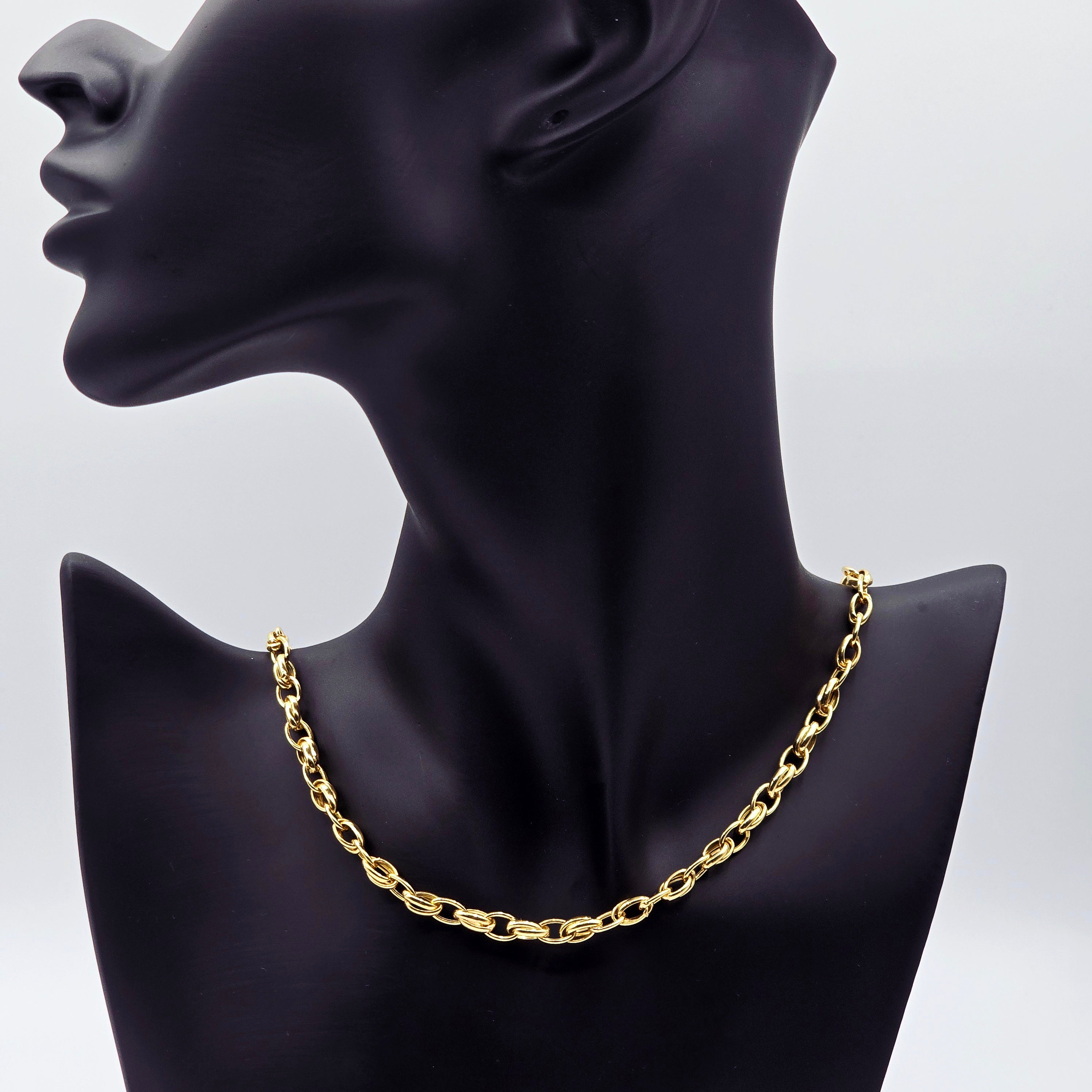 18K Solid Gold Oval Link Chain Necklace: Fine Jewelry Gift