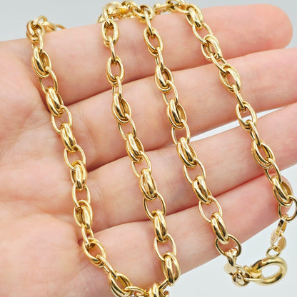 18K Solid Gold Oval Link Chain Necklace: Fine Jewelry Gift