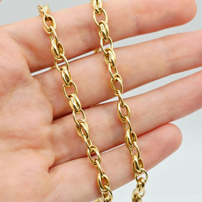 18K Solid Gold Oval Link Chain Necklace: Fine Jewelry Gift