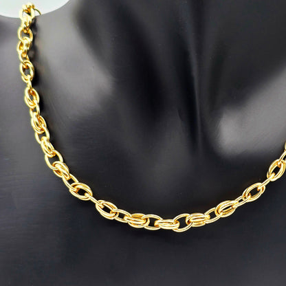 18K Solid Gold Oval Link Chain Necklace: Fine Jewelry Gift