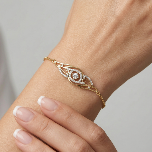 Gold Plated Sterling Silver CZ Bracelet, Dainty Adjustable Chain, Love Gift for Her