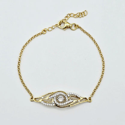 Gold Plated Sterling Silver CZ Bracelet, Adjustable Dainty Chain, Sparkling Gemstone Jewelry Gift for Her, Classic Bracelet For Her