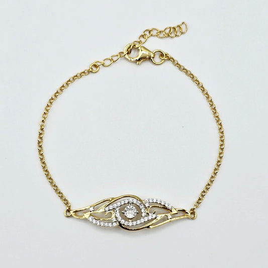 Gold Plated Sterling Silver CZ Bracelet, Adjustable Dainty Chain, Sparkling Gemstone Jewelry Gift for Her, Classic Bracelet For Her