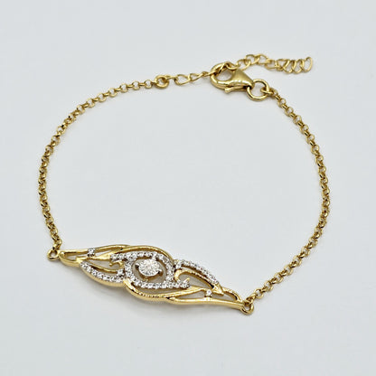 Gold Plated Sterling Silver CZ Bracelet, Adjustable Dainty Chain, Sparkling Gemstone Jewelry Gift for Her, Classic Bracelet For Her