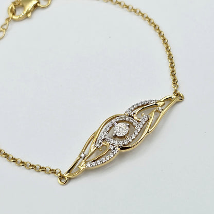 Gold Plated Sterling Silver CZ Bracelet, Adjustable Dainty Chain, Sparkling Gemstone Jewelry Gift for Her, Classic Bracelet For Her