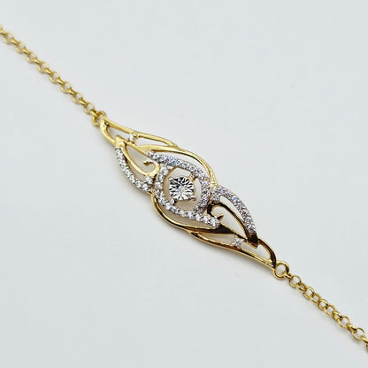 Gold Plated Sterling Silver CZ Bracelet, Adjustable Dainty Chain, Sparkling Gemstone Jewelry Gift for Her, Classic Bracelet For Her