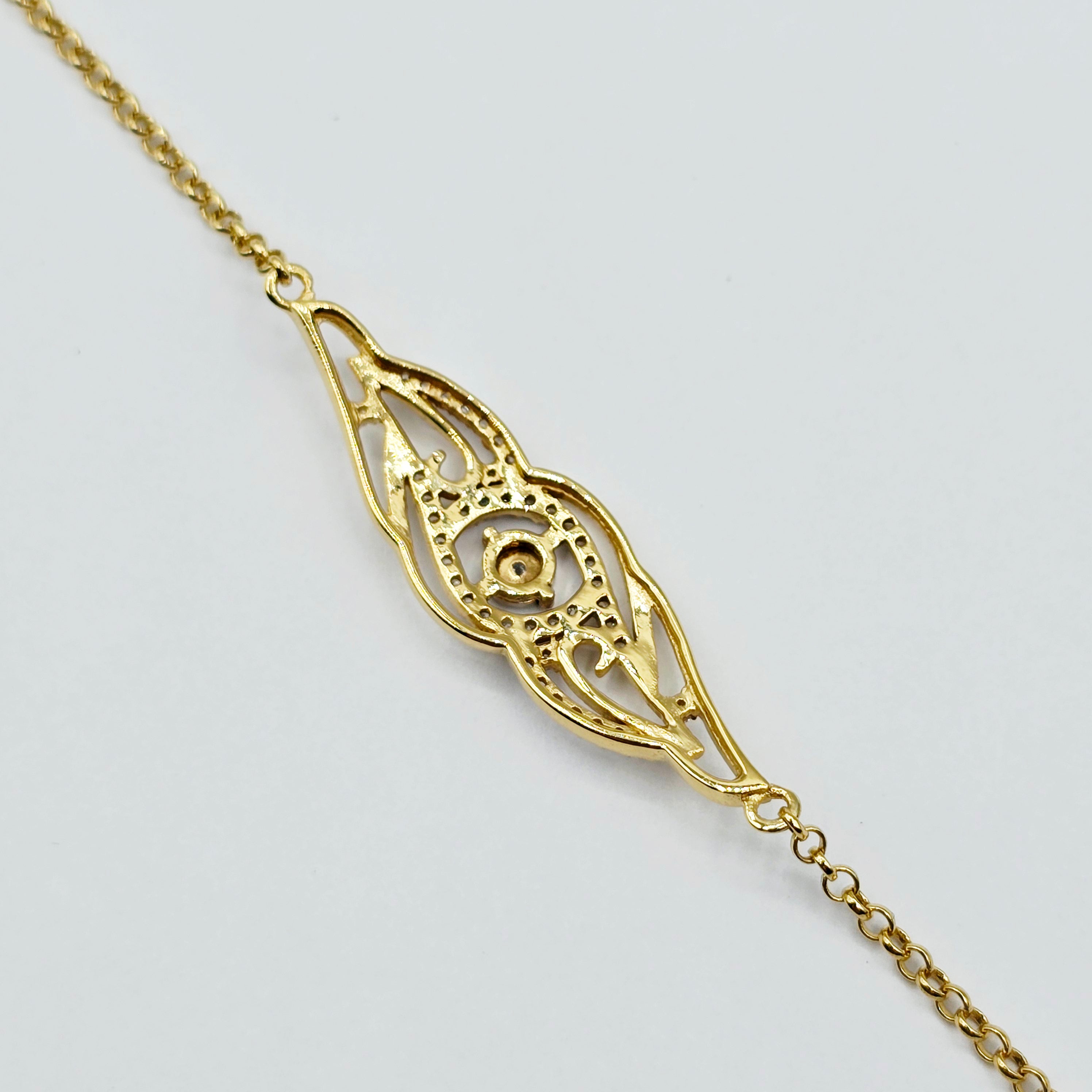 Gold Plated Sterling Silver CZ Bracelet, Adjustable Dainty Chain, Sparkling Gemstone Jewelry Gift for Her, Classic Bracelet For Her