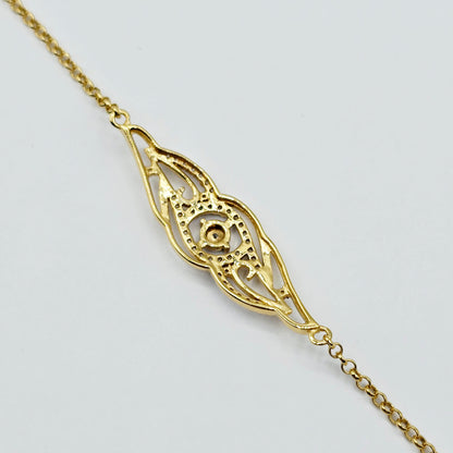 Gold Plated Sterling Silver CZ Bracelet, Adjustable Dainty Chain, Sparkling Gemstone Jewelry Gift for Her, Classic Bracelet For Her