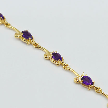 Amethyst Bracelet, 925 Sterling Silver Genuine Gemstone Jewelry , Dainty Gemstone Bracelet for women, Classic Bracelet, Bracelet For Her