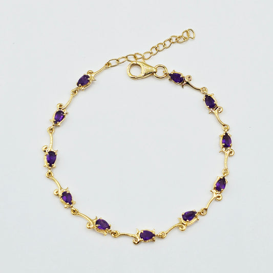 Amethyst Bracelet, 925 Sterling Silver Genuine Gemstone Jewelry , Dainty Gemstone Bracelet for women, Classic Bracelet, Bracelet For Her